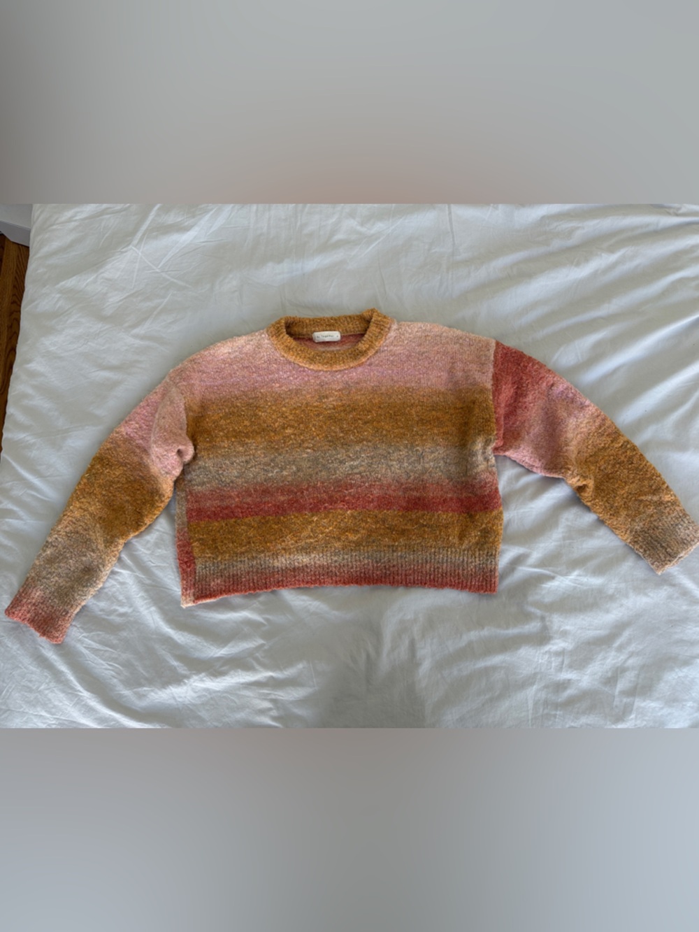 By Together Striped Crewneck Sweater in Pink, Rust & Gold